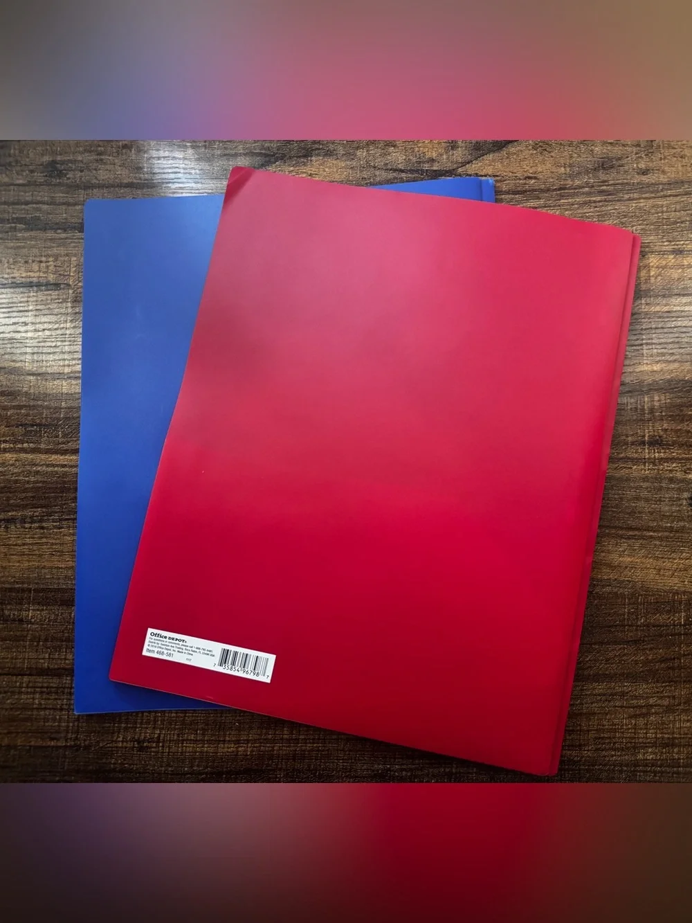 Office Depot 2 Pocket Poly Folders With Fasteners Prongs Red Blue Set Of 2 New
